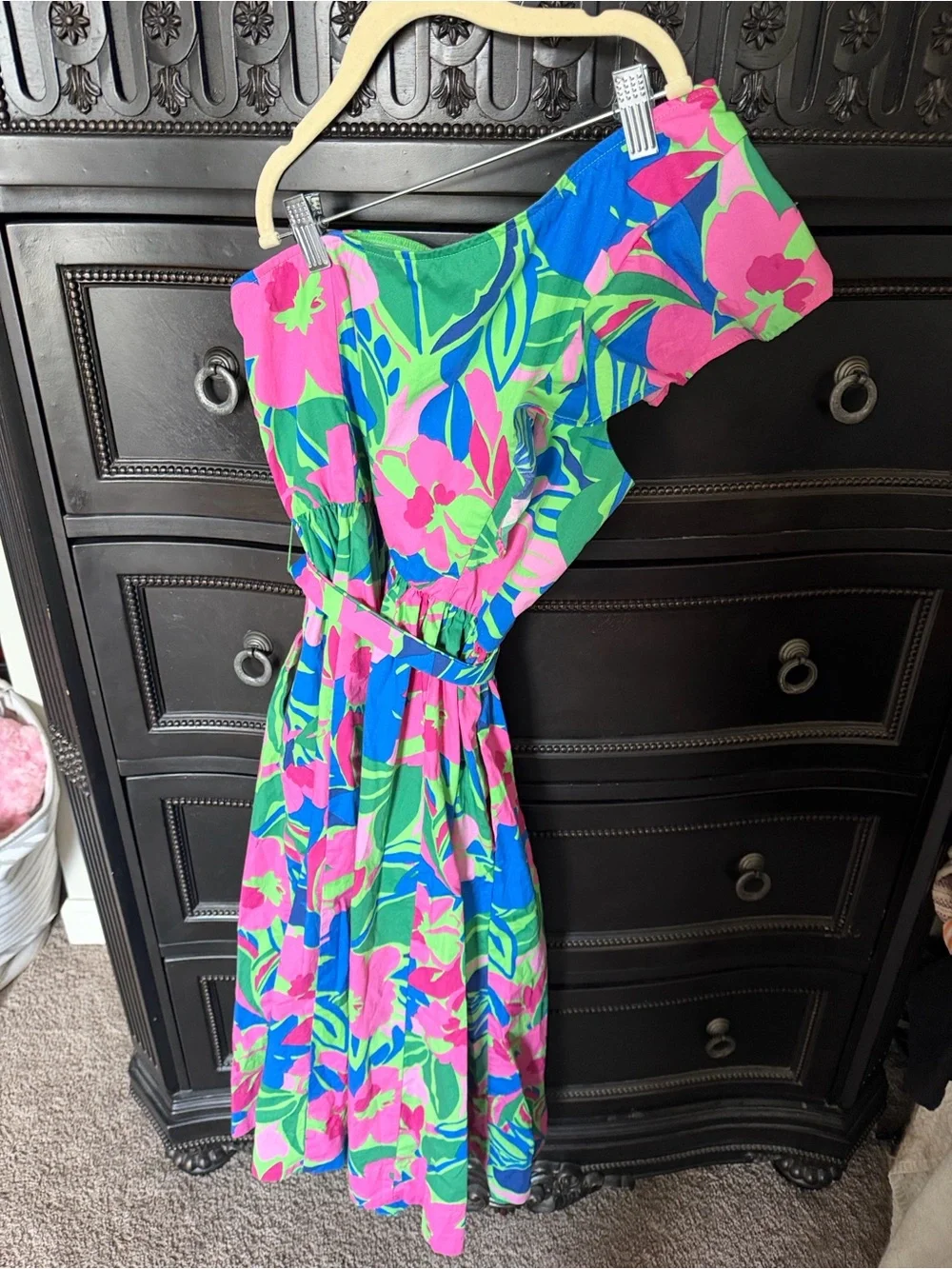 NEW J Crew Midi Dress One Shoulder Pin Floral Preppy Boho Vacay Size 8P